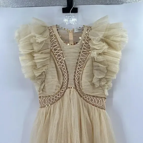 Zimmermann Dancer Glitter Tulle Dress - Cream - 1 or US 6 - New with tags  Maxi